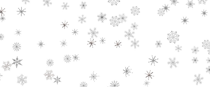 Beautifully detailed snowflakes scattered across a white background creating a winter wonderland.