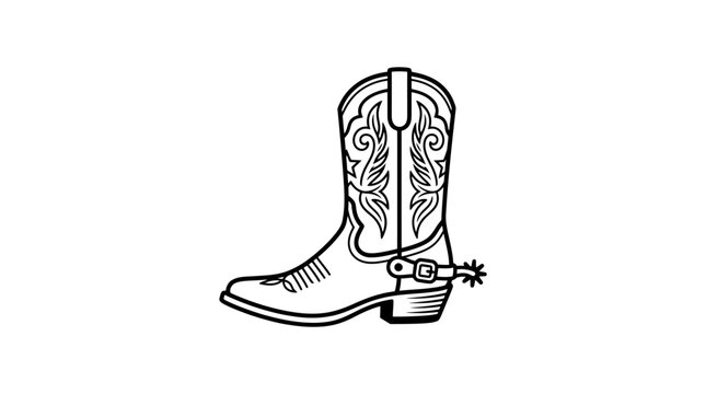 Cowboy boot with spur western style footwear