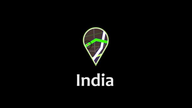 India Map Road Direction Location Pin Icon Animation Map Road Direction Icon Animation