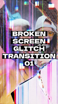 Broken Screen Glitch Transition - Vertical Version 01