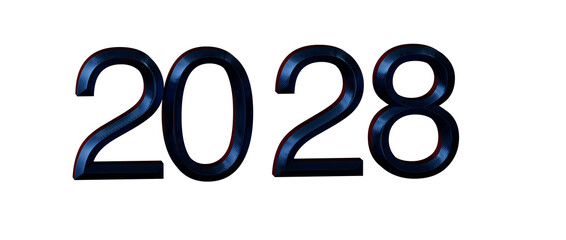 Bold, 3D metallic numbers representing the year 2028. Perfect for new year greetings and futuristic © vegefox.com