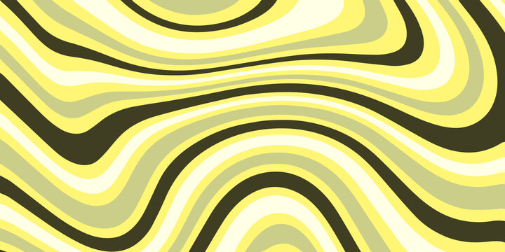 Abstract yellow wavy line pattern retro background