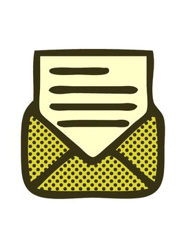 changing color animation of a cartoon of a letter and envelope