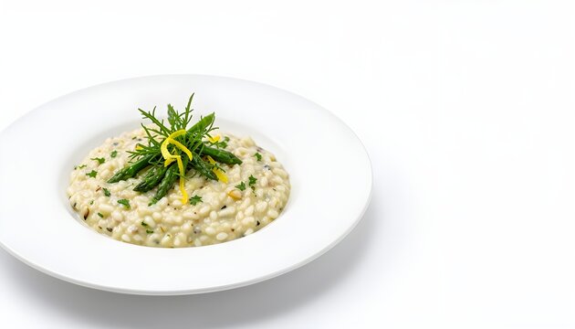 Glasswort sea asparagus gourmet risotto premium commercial food photography