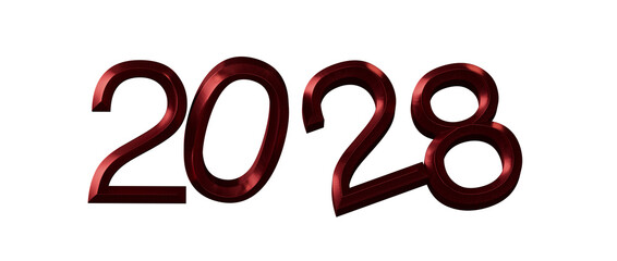 Elegant 3D rendered text of the year 2028 in red. Perfect for new year greetings and desi © vegefox.com