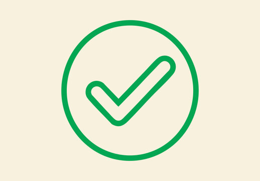 Green check mark icon inside a circle representing a successful task completion or a positive approval symbol design Vector