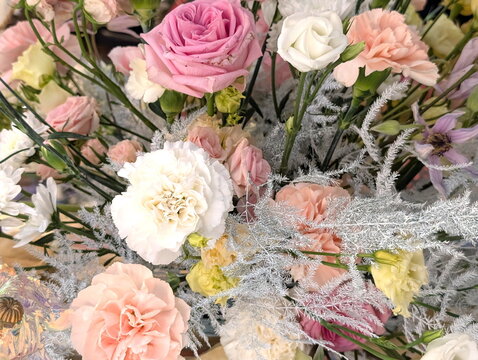 Soft Pastel Flowers Roses Carnations Lisianthus Bouquet