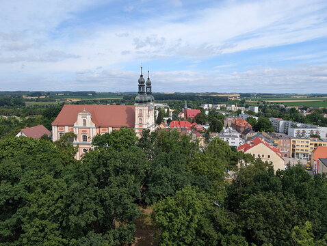 Historic Otmuchow Basilica Townscape Aerial View