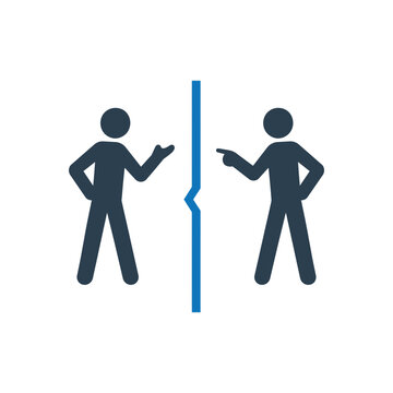 Two people disagreeing in political division icon