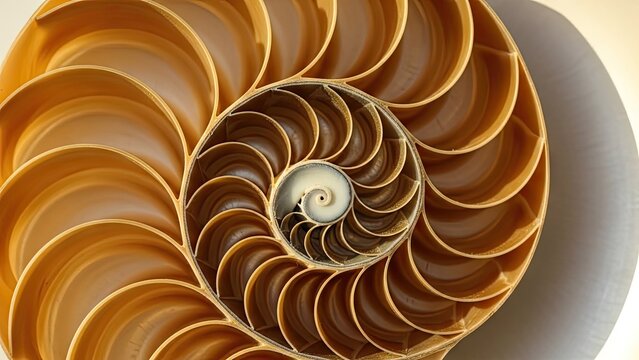 Cross section of a nautilus shell showing golden spiral.