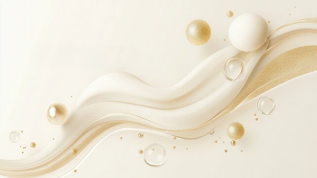 Abstract background with golden spheres glitter delicate lines and foliage offering a celebration luxurious template