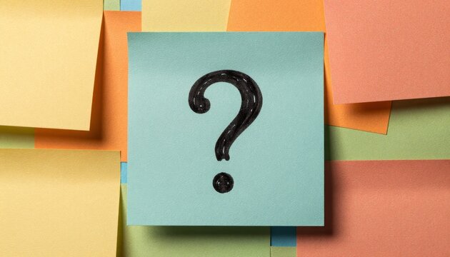 Question Mark on Pastel Adhesive Note