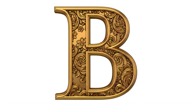 Elegant Gold Ornate Letter B With Intricate Floral Design Artwork transparent background
