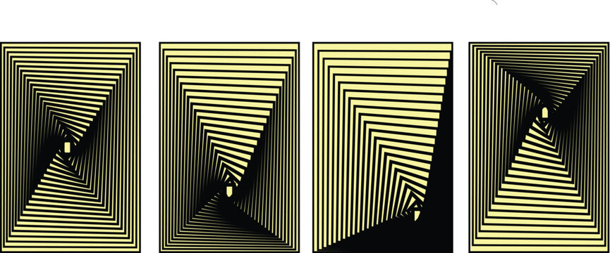 Adobe Illustrator Artwork Gold Gradient Optical Illusion Line Pattern Luxury Abstract Vector Set