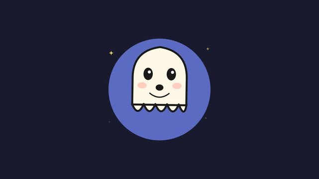 Cute Cartoon Ghost Blinking and Smiling in Loop Animation