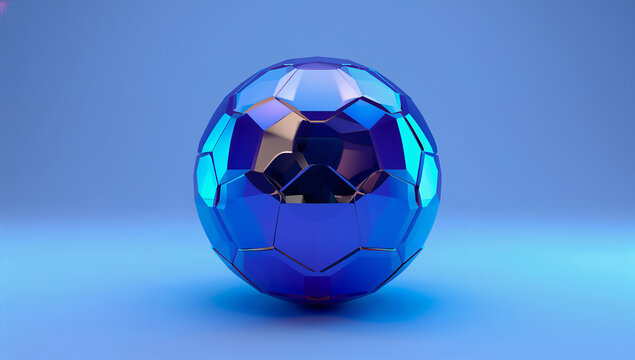 幾何学的なローポリゴンで構成された未来派3Dサッカーボール