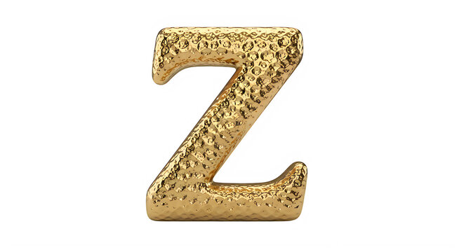 Golden Textured Letter Z Isolated on Clear Background for Design Projects transparent background