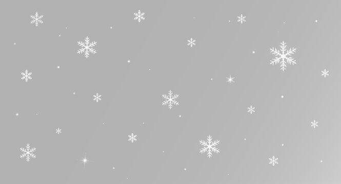 Christmas snowflakes with falling white snow particles, sparkling winter frost and festive snowfall