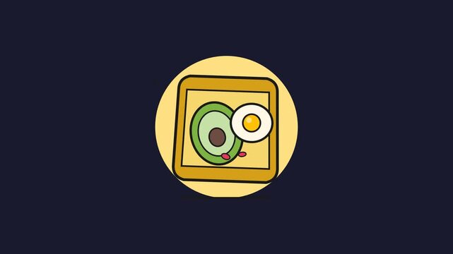 Cute Cartoon Egg Cracking Open in Frying Pan Animation Loop