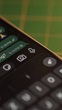 Pressing the send button on a messenger after chatting on a smartphone