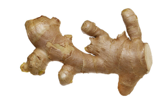 Ginger root flying, isolated on white background, clipping path