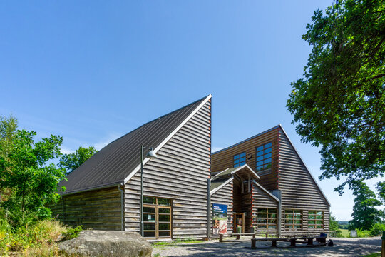 Vitlycke, Sweden - July 11, 2026: Vitlycke Museum building architecture in rural Tanum, Sweden