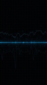 Blue audio waveform grid glowing sound waves, frequency graph lines, dark monitor texture, digital signal style. podcast music visualizers, voice analysis, radio graphics, sound design overlays.