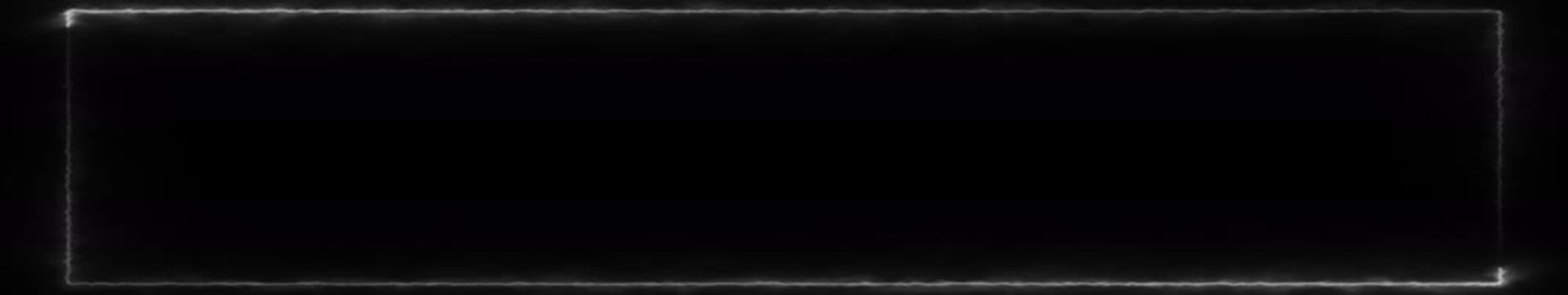 Ultrawide White Electric Energy Frame Animation on Black Background &ndash; Futuristic Lightning Border Overlay, Plasma Rectangle Screen Frame, Seamless Loop 4K Widescreen