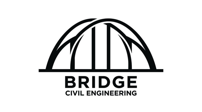 Modern Arch Bridge Logo Design - Civil Engineering and Construction Symbol