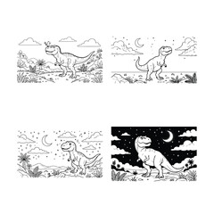 Obraz premium Cartoon tyrannosaurus coloring page fun dinosaur illustrations for kids' creative activities educational fun