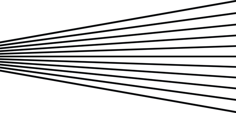 Abstract perspective lines vector background. Black and white geometric pattern of converging stripes. Minimalist speed and motion design element.