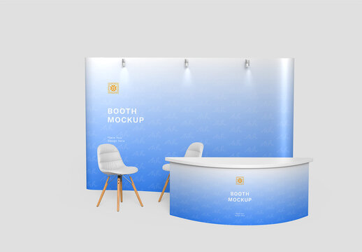 Exhibition Booth and Counter Mockup