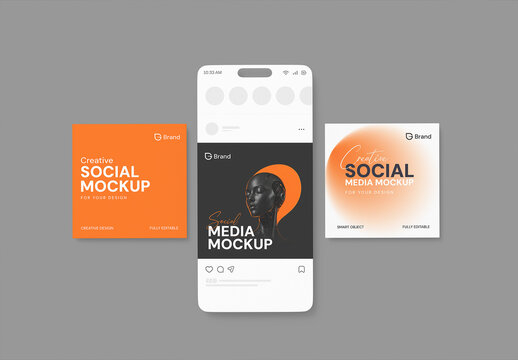 Social Media Banner Mockup with Smartphone