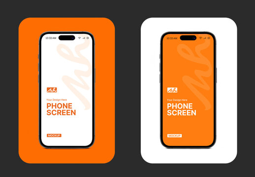 Realistic Mobile Phone Display Mockup Set