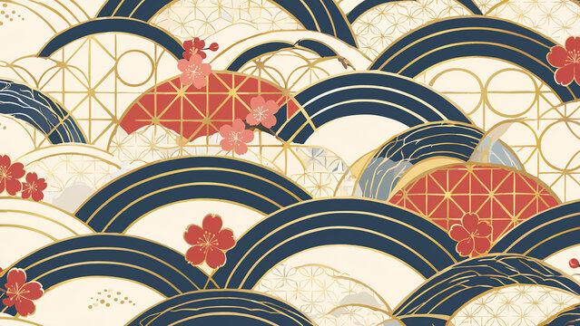 和柄シームレスパターン背景