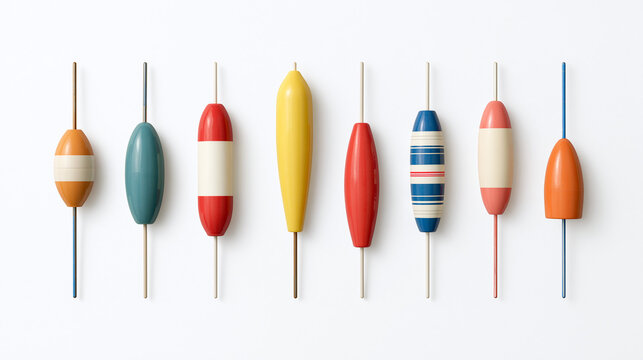 Assorted Fishing Floats Isolated on White Background