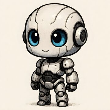 funny cartoon chibi humanoid  android