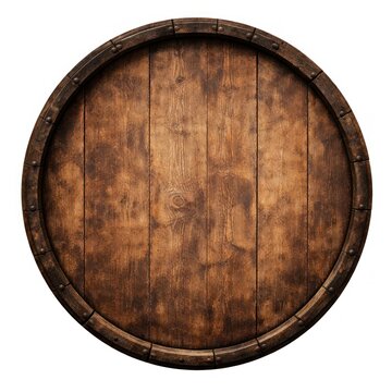 Rustic wooden barrel top view