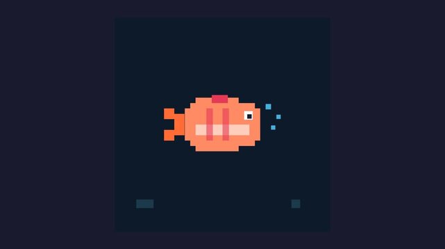 Pixelated Game Character Glowing and Moving in Dark Space