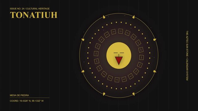 Rotating Aztec Sun Stone Calendar Graphic Motion Background