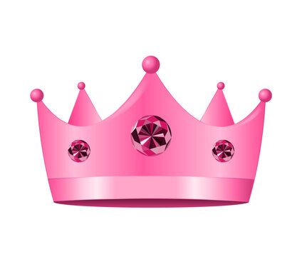 Pink crown with gems on a white background regal headwear for royalty and celebrations