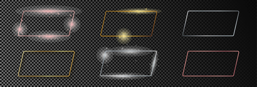 Set of six rounded rhombus frames