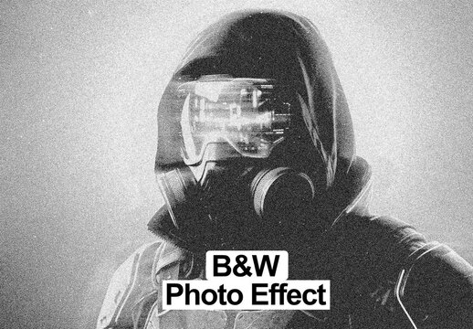 Black and White Grain Photo Effect