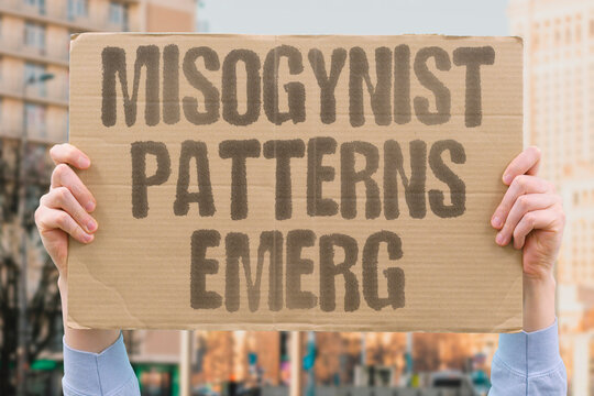 "Misogynist Patterns Emerg" Repeated behavior reveals prejudice. MISOGYNY. PATTERNS. EMERG. PREJUDICE. BEHAVIOR.