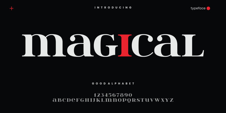 Magical Serif classic design font vector illustration of alphabet letters.