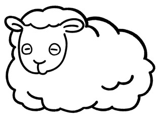 Obraz premium 可愛い羊のイラスト（線画）