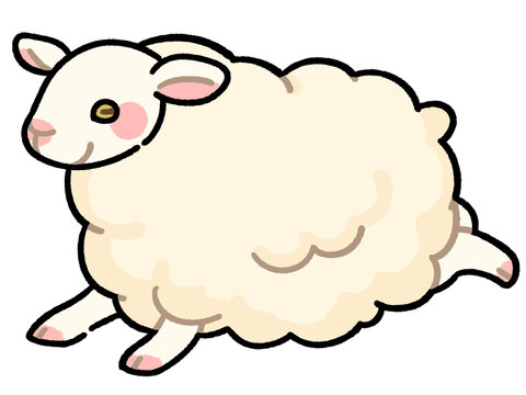 可愛い飛び跳ねる羊のイラスト