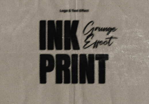 Grunge Ink Print Logo & Text Effect
