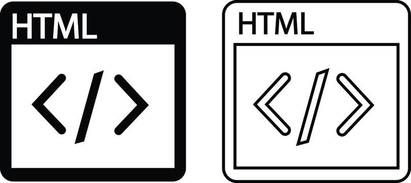 HTML CSS JavaScript Coding Icons Set Collection Group, Web Development, Programming Language, Frontend Code, Software Development, Flat and Line Vector Symbols Isolated on Transparent Background