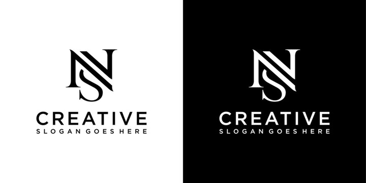 NS or SN initial letter logo design vector